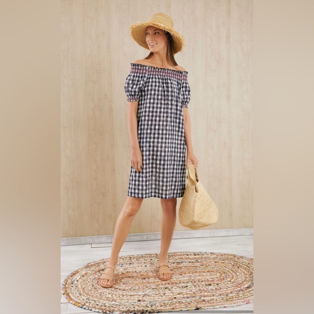 NWT Sold Out Tuckernuck Tnuck Beach Embroidered Bleu Check Toulon Coverup, XS